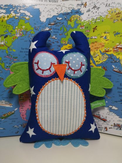 Blue and white star baby owl